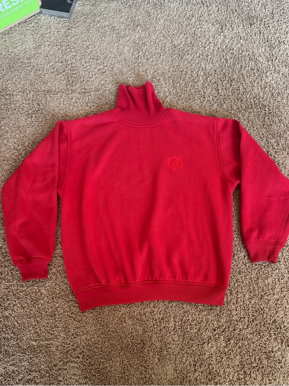 Vintage 90s GAP Red Turtleneck Sweater with Embroidered Chest Emblem